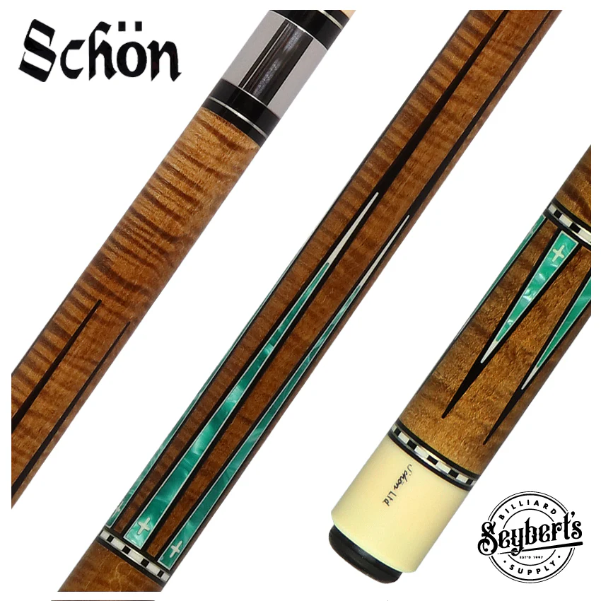 Schon Pool Cue - Dark Stain with Teal Points - LTD2300-4DS
