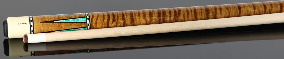 Schon Pool Cue - Dark Stain with Teal Points - LTD2300-4DS - Image 2