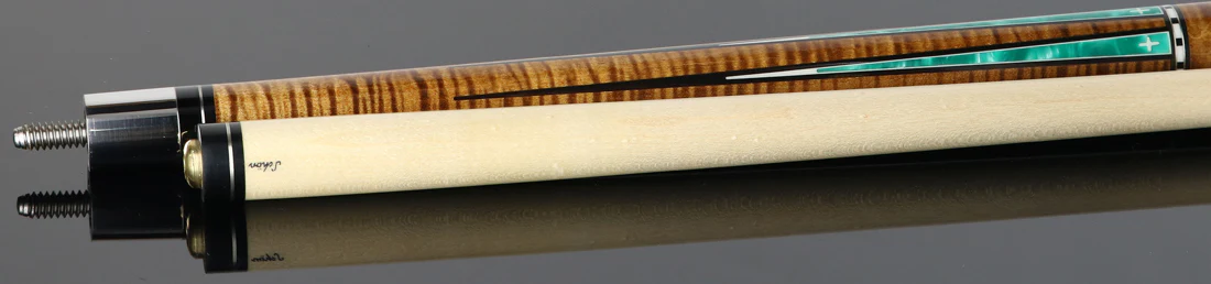 Schon Pool Cue - Dark Stain with Teal Points - LTD2300-4DS - Image 3