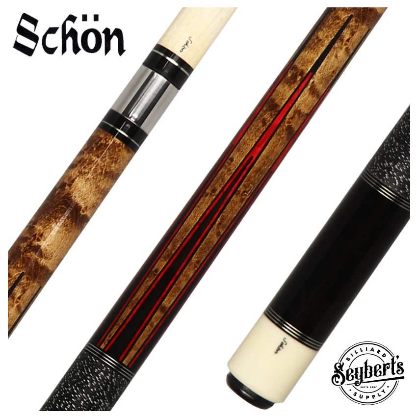 Schon STL Series Dark Stained with Red Points Pool Cue - STL6DSRD