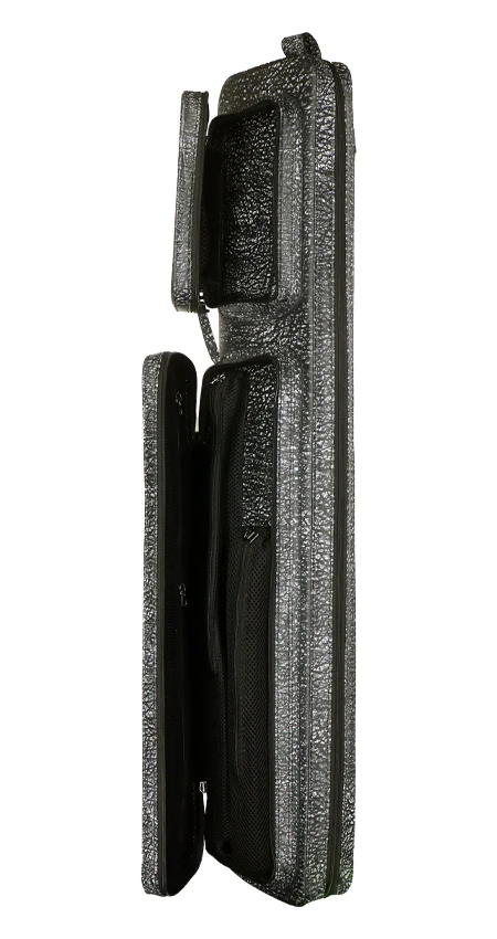 Triple 60 Margaret Styer Limited Edition 3x6 Custom Two-Tone Black/White Leather Butterfly Soft Cue Case - Image 4