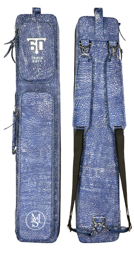 Triple 60 Margaret Styer Limited Edition 3x6 Custom Two-Tone Blue/White Leather Butterfly Soft Cue Case - Image 2