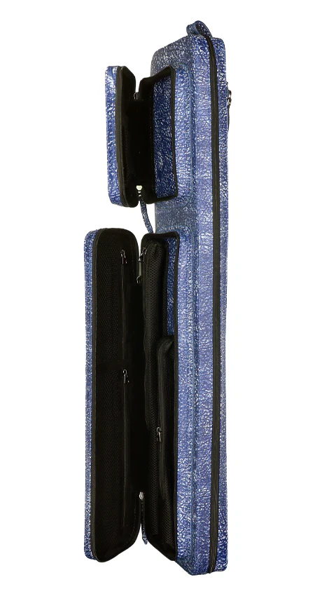 Triple 60 Margaret Styer Limited Edition 3x6 Custom Two-Tone Blue/White Leather Butterfly Soft Cue Case - Image 4
