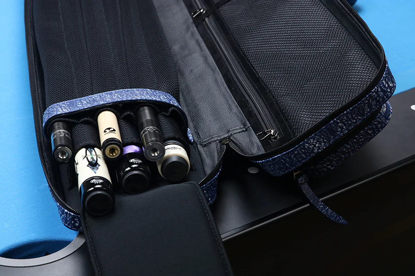 Triple 60 Margaret Styer Limited Edition 3x6 Custom Two-Tone Blue/White Leather Butterfly Soft Cue Case - Image 5