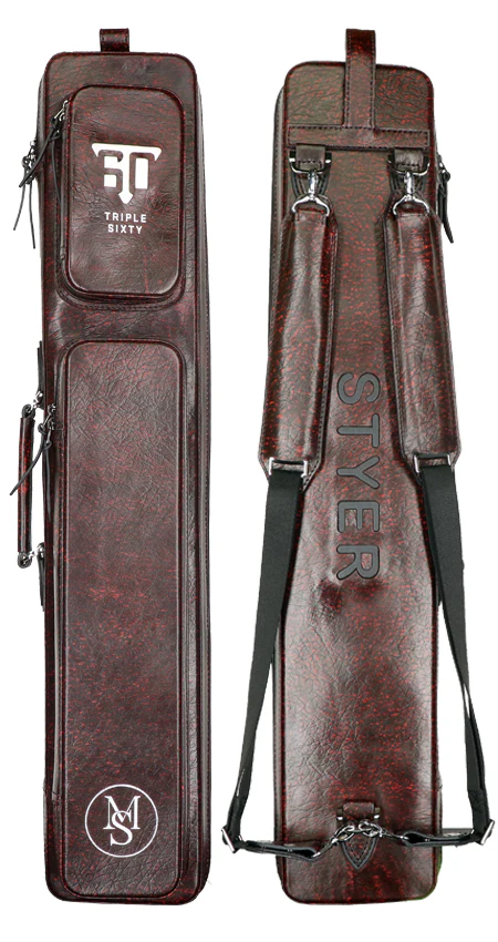 Triple 60 Margaret Styer Limited Edition 3x6 Signature Two-Tone Burgundy/Red Leather Butterfly Soft Cue Case - Image 2