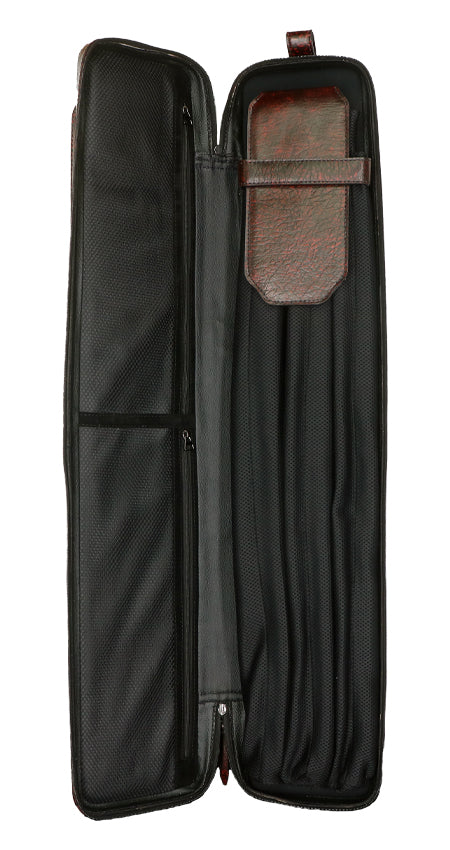 Triple 60 Margaret Styer Limited Edition 3x6 Signature Two-Tone Burgundy/Red Leather Butterfly Soft Cue Case - Image 3