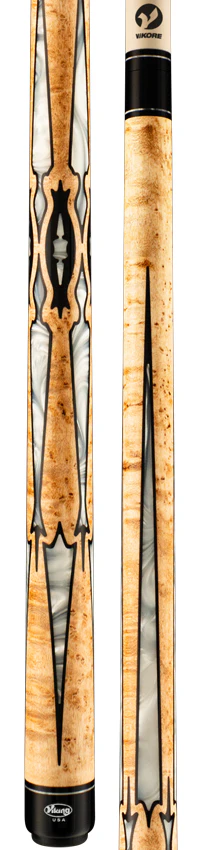 Viking Motore Series Play Cue Khaki-Stained Birdseye Maple with 40 Black and White Premium Pearl Inlays - MT0804 - Image 3