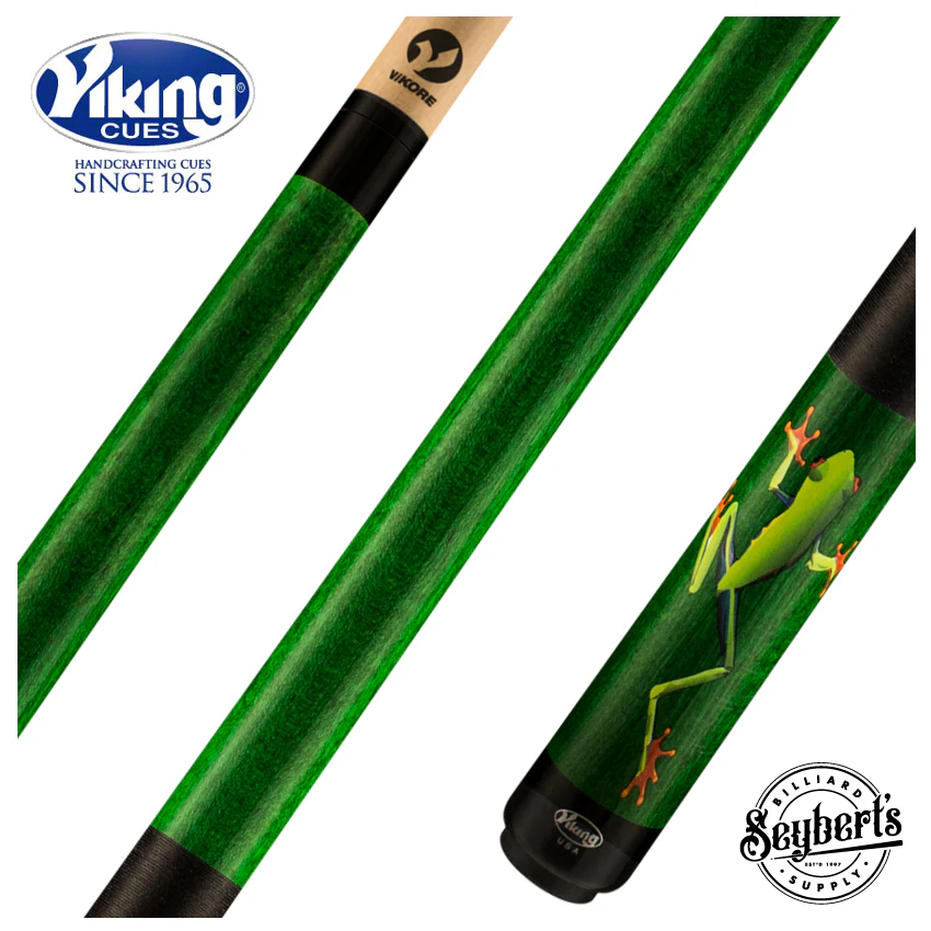 Viking De-Cues Series Emerald Stained Northwood Maple with Tree Hugger Frog Play Cue - DE0203