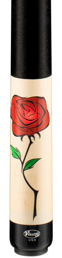Viking De-Cues Series Natural Stained Northwood Maple with Wild Rose Graphic Play Cue - DE0300 - Image 2
