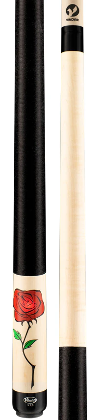 Viking De-Cues Series Natural Stained Northwood Maple with Wild Rose Graphic Play Cue - DE0300 - Image 3