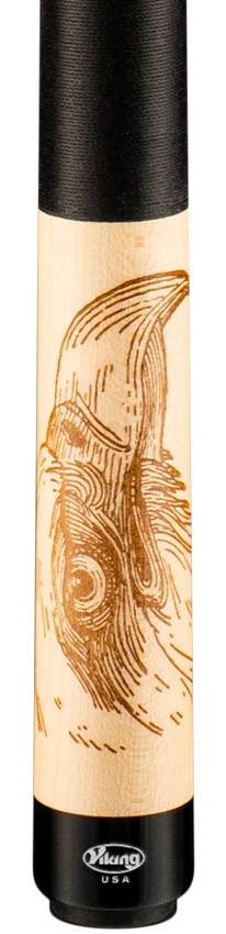 Viking De-Cues Series Khaki-Stained Maple with Fire Branded Eagle Play Cue - DE0400 - Image 2