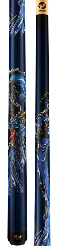 Viking De-Cues Series Blue Stained Northwood Maple with Blue Dragon Play Cue - - DE0507 - Image 3