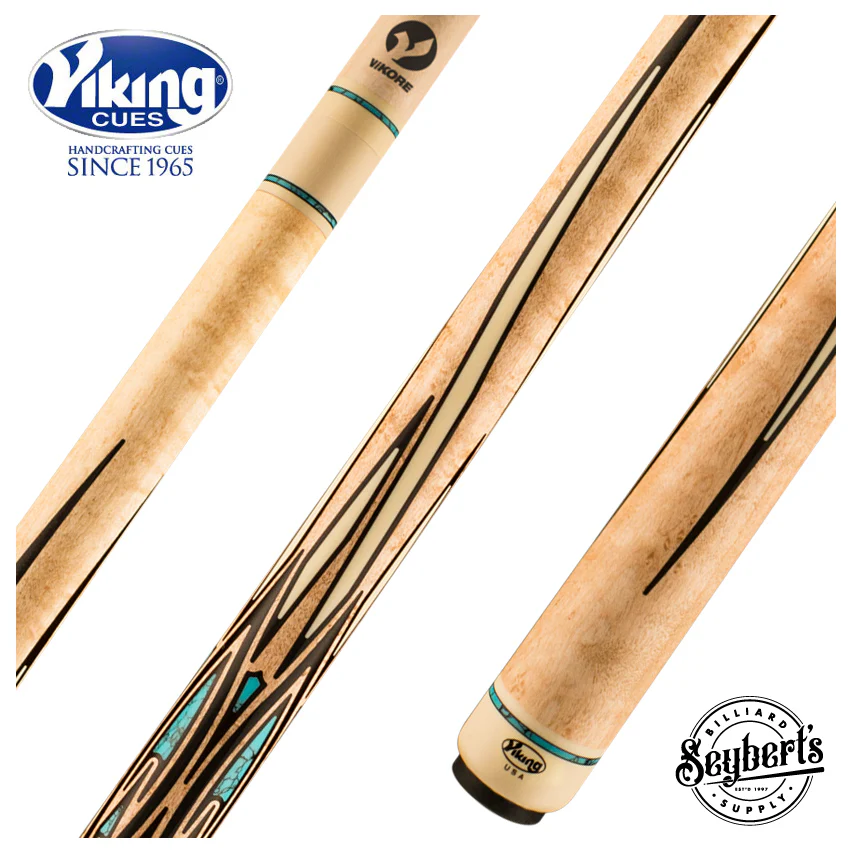 Viking Helix Series Khaki-Stained Birdseye Maple with 88 West African Ebony Inlays Play Cue - HL0604