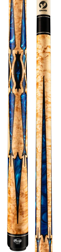 Viking Motore Series Khaki-Stained Maple with Blue Pearl Inlays Play Cue - Image 3