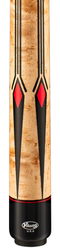 Viking Motore Series Khaki-Stained Birdseye Maple with 65 Black and Red Inlays Play Cue - MT0304 - Image 2