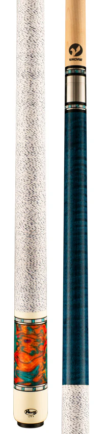 Viking Twilight Series Teal-Stained Birdseye Maple with Aqua Fire Premium Pearl Play Cue - TW0308 - Image 3