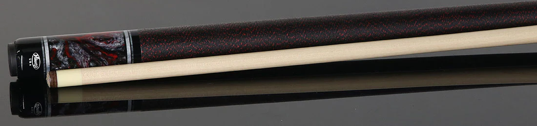 Viking Twilight Series Smoke-Stained Curly Maple with Crimson Storm Premium Pearl Play Cue - Image 3