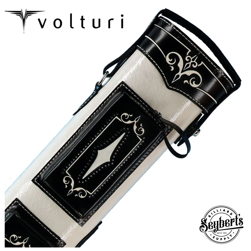 Volturi Custom Brogue White/Black 2x4 Hard Pool Cue Case - VCBS2X4WHBLK