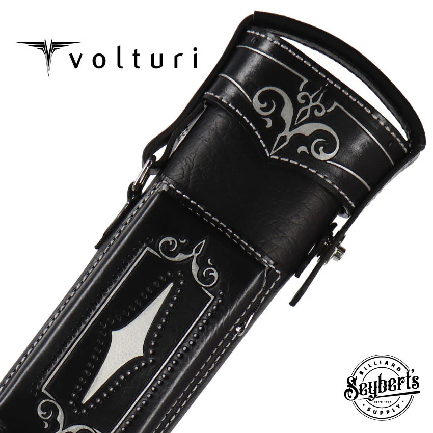 Volturi Custom Brogue Black 4x8 Hard Pool Cue Case - VCBS4X8BLKBLK