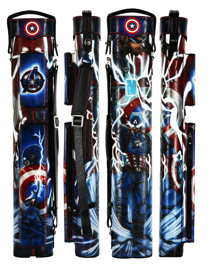 Volturi Custom Captain America 4x8 Hard Pool Cue Case - VCCAPTAIN4x8 - Image 2