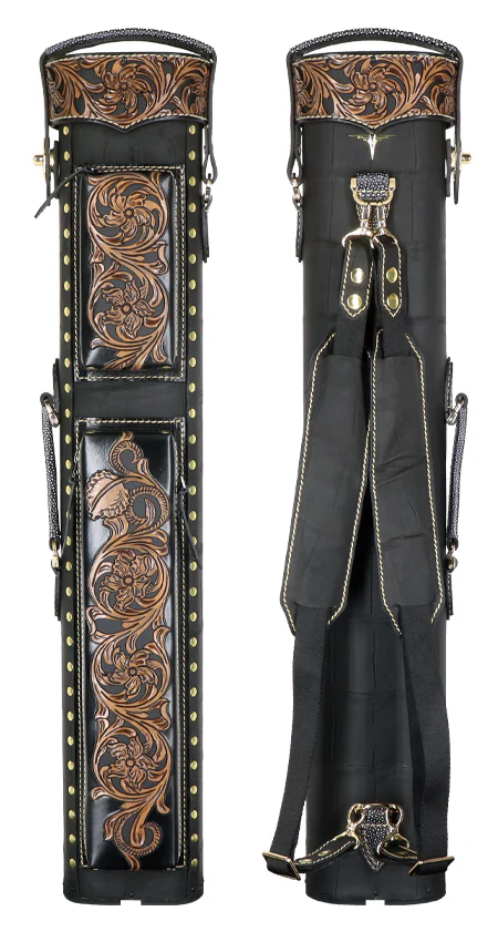 Volturi Custom Black Genuine Crocodile 4X8 Hard Pool Cue Case - Image 2
