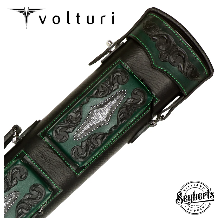 Volturi Custom Venice Style Black/Green 4X8 Hard Pool Cue Case