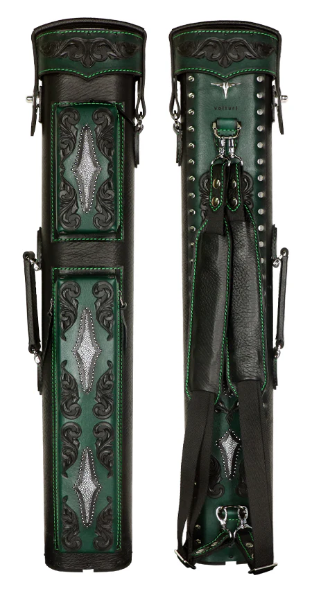 Volturi Custom Venice Style Black/Green 4X8 Hard Pool Cue Case - Image 2
